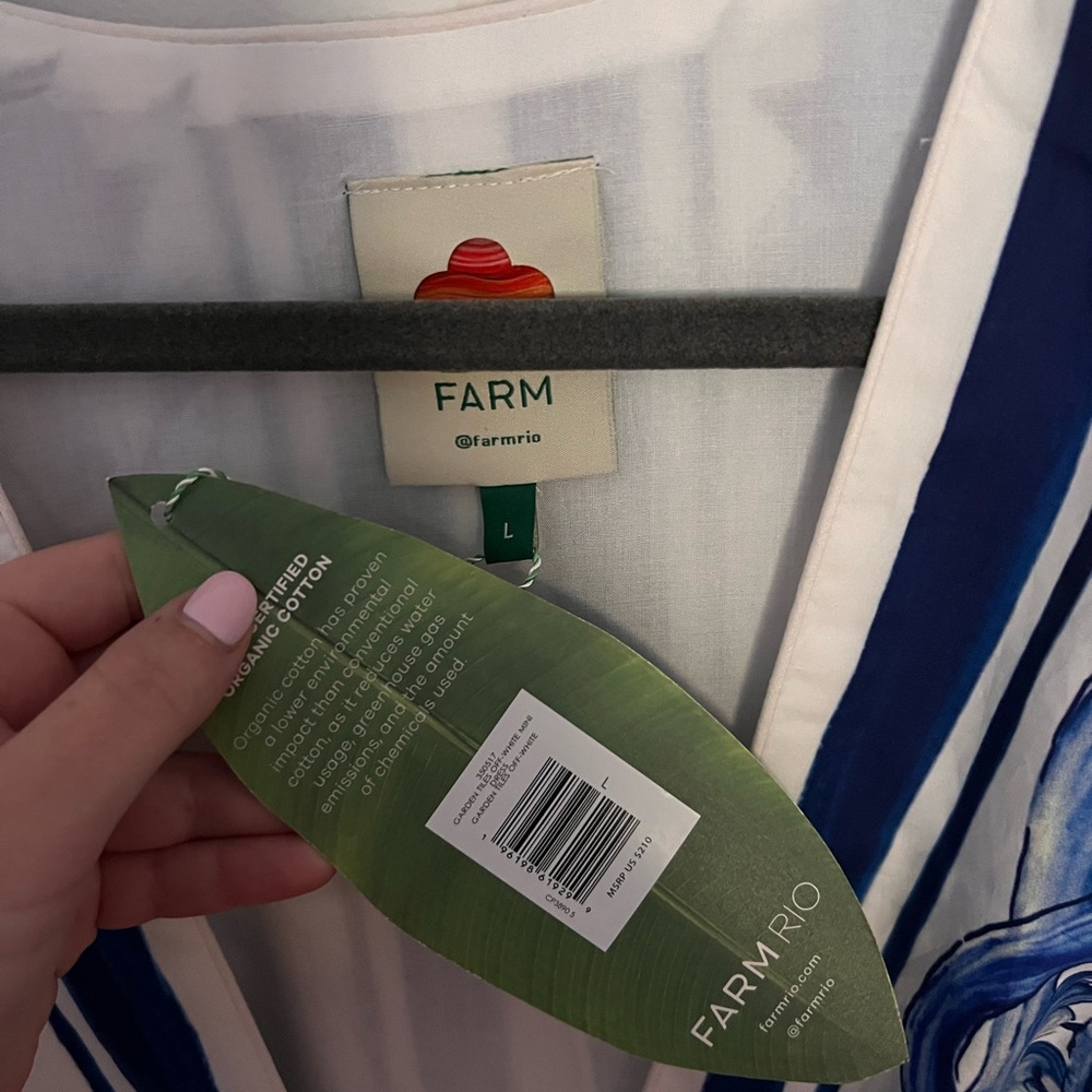 FARM Rio Blue and White Long Sleeve Dress - Picture 3 of 4
